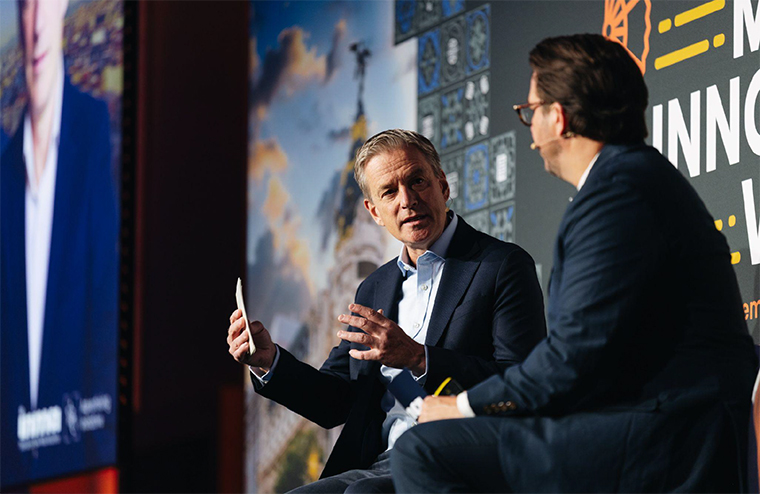 Tom Armstrong, vice president global advertising at The New York Times, with INMA's Gabriel Dorosz in Madrid.