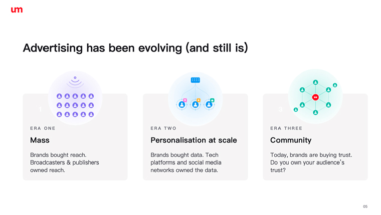Advertising now has reached its third stage: community.