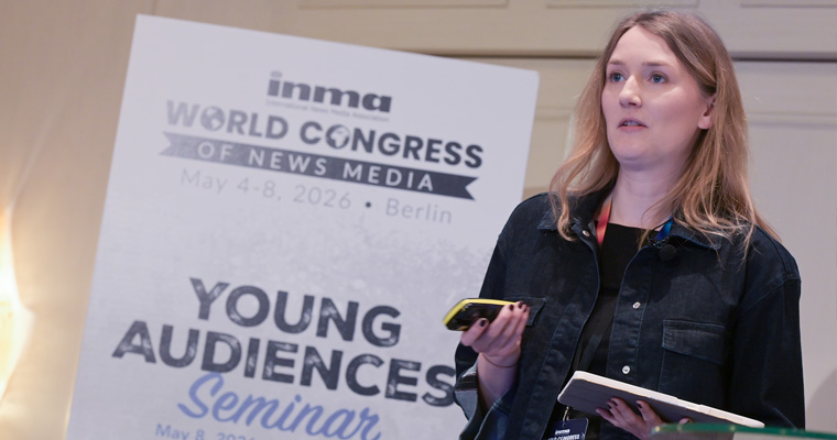 Vanessa Bitter, operating officer at #UseThe News, speaking at the Young Audiences Seminar.