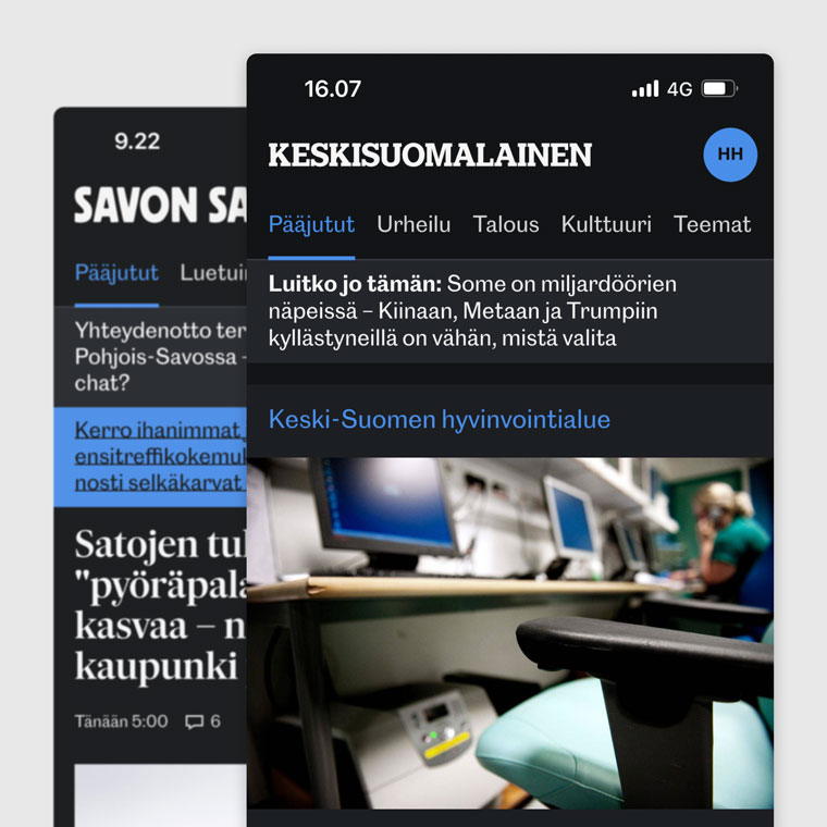 Regional newspapers Savon Sanomat and Keskisuomalainen have a strong presence in their respective provinces.