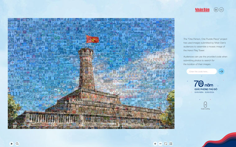 Interface of the “One Person, One Puzzle Piece” Web site.